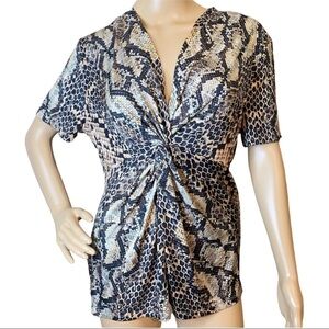 Elie Tahari Twist Knot‎ Knit Python Print Women top Size 6 (s)